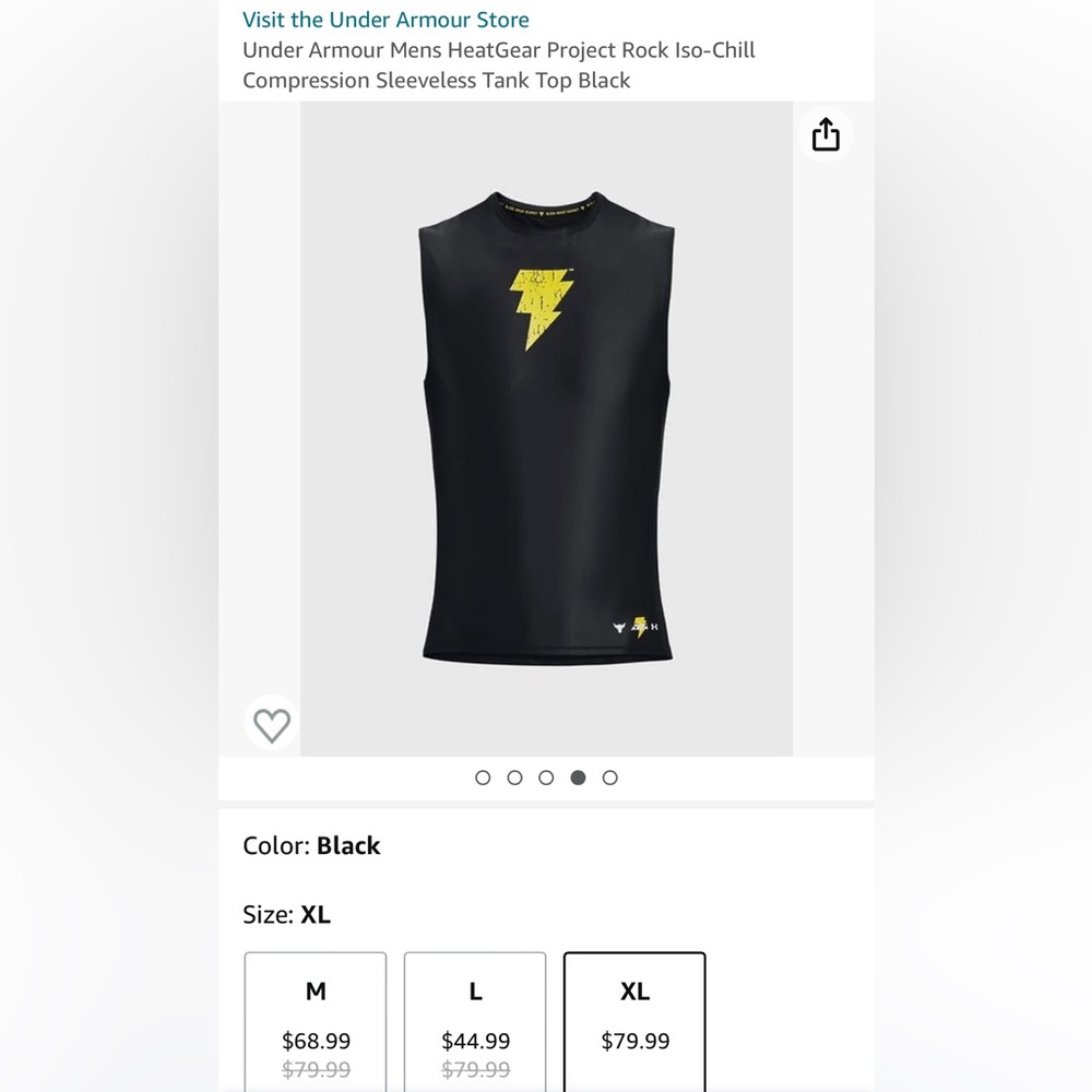 New Under Armour Mens HeatGear Project Rock Iso-Chill CompressionTank Top Black